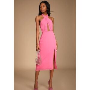 Lulu's Pink Halter Midi Dress
